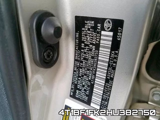 4T1BF1FK2HU382750