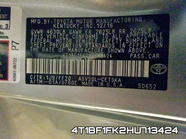 4T1BF1FK2HU713424