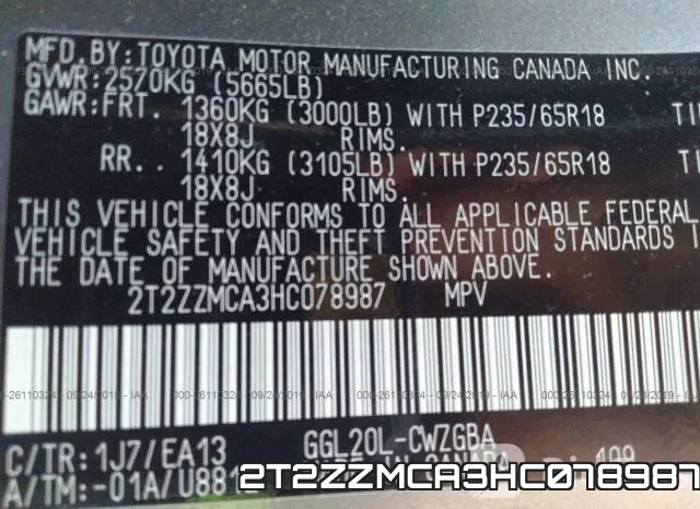 2T2ZZMCA3HC078987