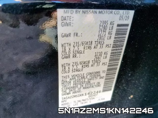 5N1AZ2MS1KN142246