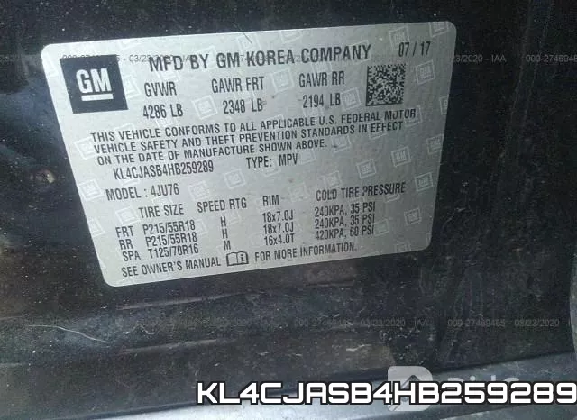 KL4CJASB4HB259289