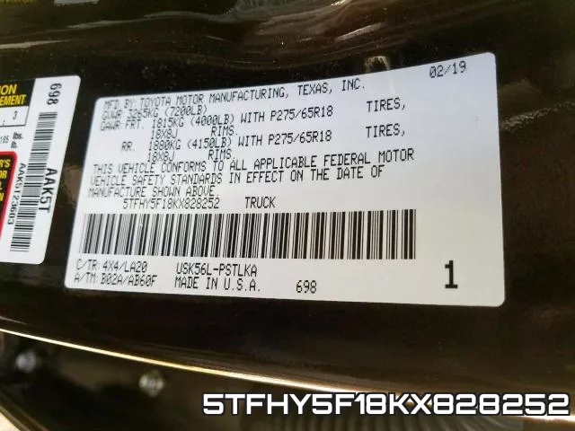 5TFHY5F18KX828252
