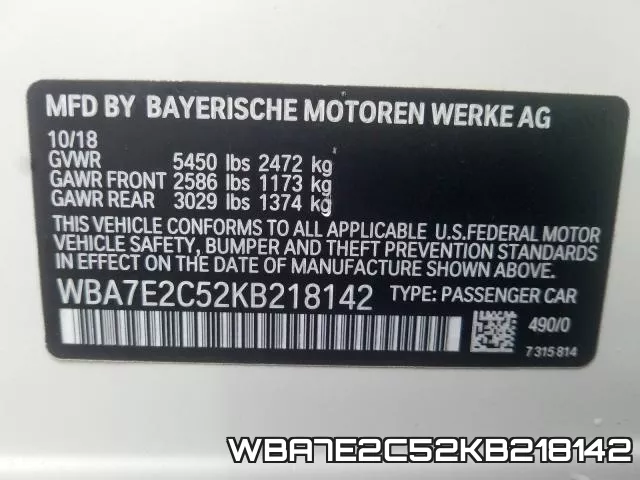 WBA7E2C52KB218142