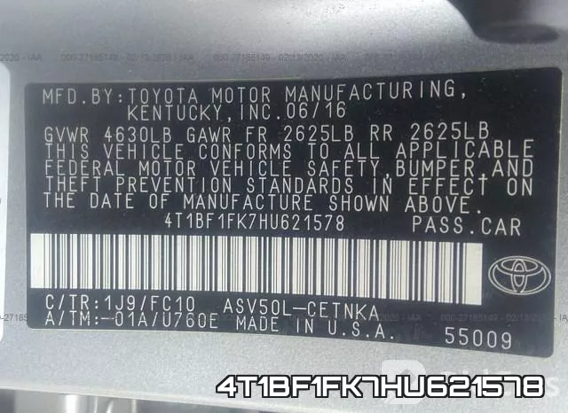 4T1BF1FK7HU621578