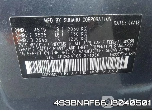 4S3BNAF66J3040501