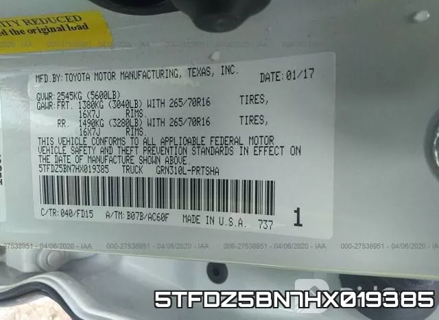 5TFDZ5BN7HX019385