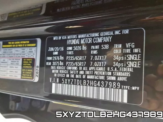 5XYZTDLB2HG437989