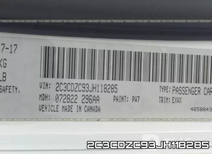 2C3CDZC93JH118285