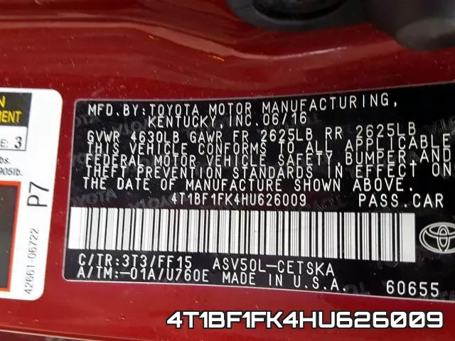 4T1BF1FK4HU626009