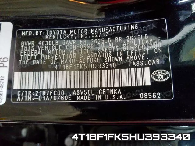 4T1BF1FK5HU393340