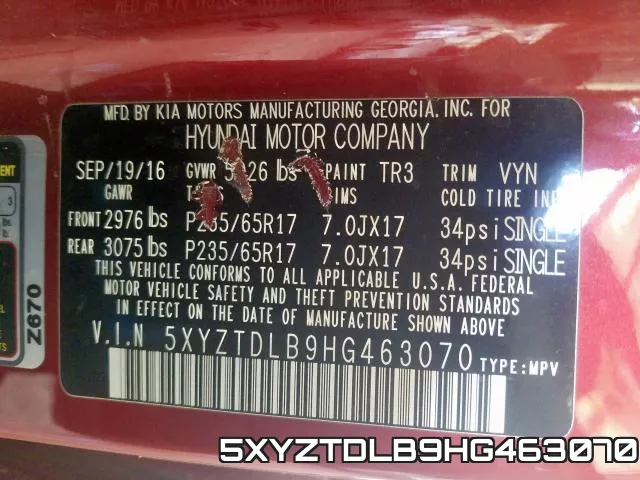 5XYZTDLB9HG463070