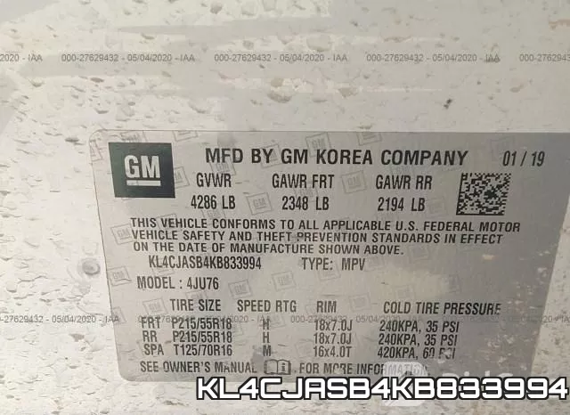KL4CJASB4KB833994
