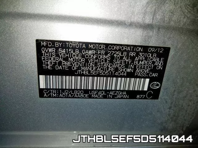 JTHBL5EF5D5114044
