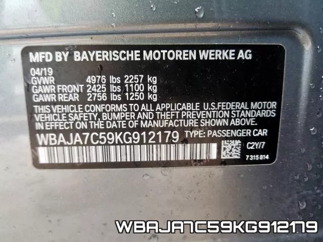 WBAJA7C59KG912179