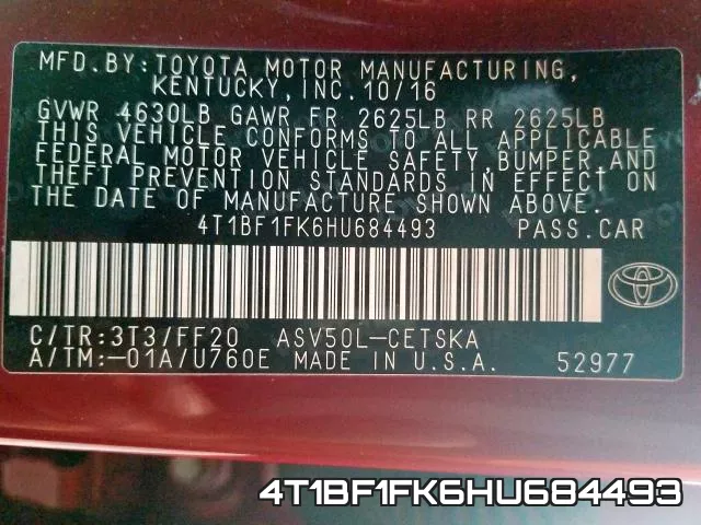 4T1BF1FK6HU684493