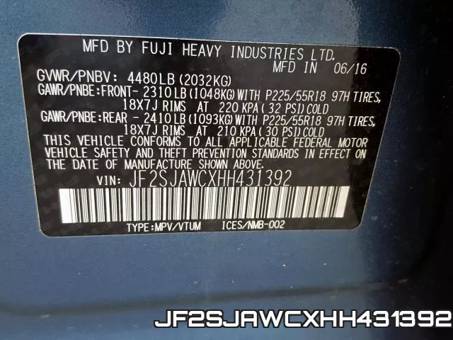 JF2SJAWCXHH431392