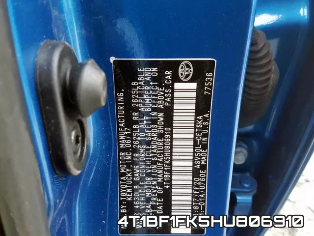 4T1BF1FK5HU806910