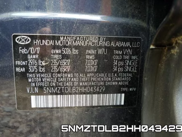 5NMZTDLB2HH043429