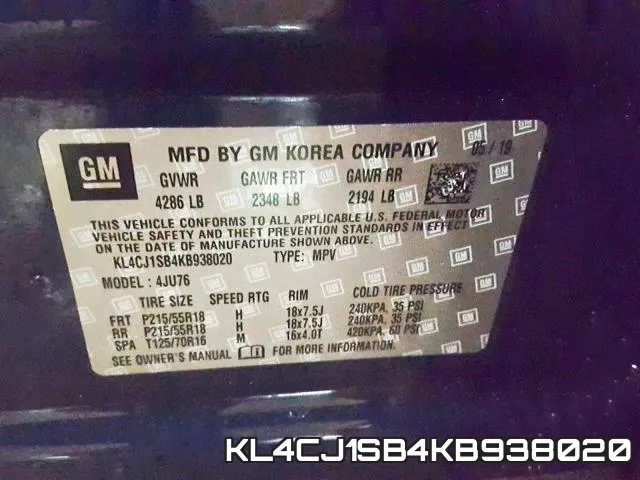 KL4CJ1SB4KB938020
