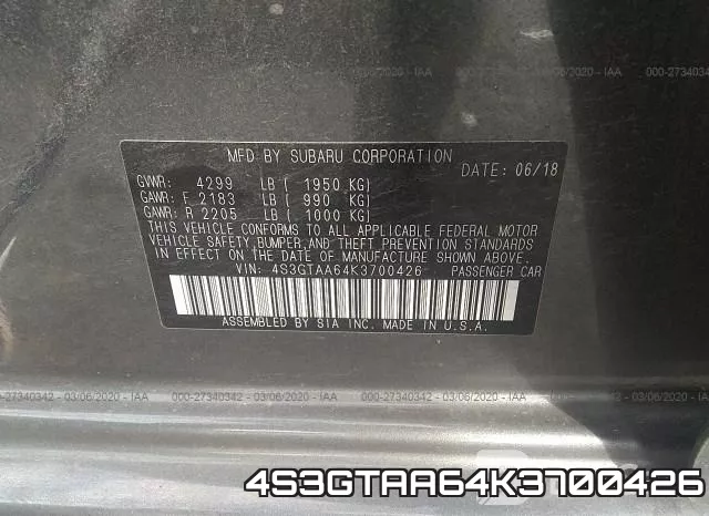 4S3GTAA64K3700426