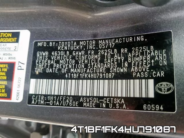 4T1BF1FK4HU791087