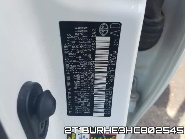 2T1BURHE3HC802545