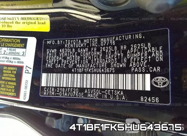 4T1BF1FK5HU643675