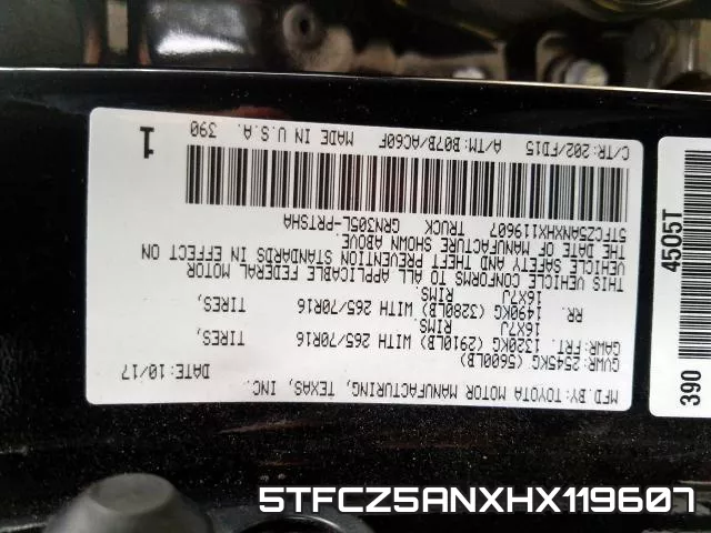 5TFCZ5ANXHX119607