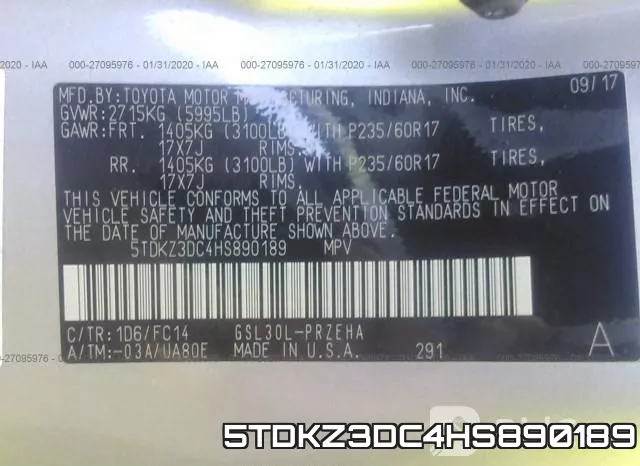 5TDKZ3DC4HS890189