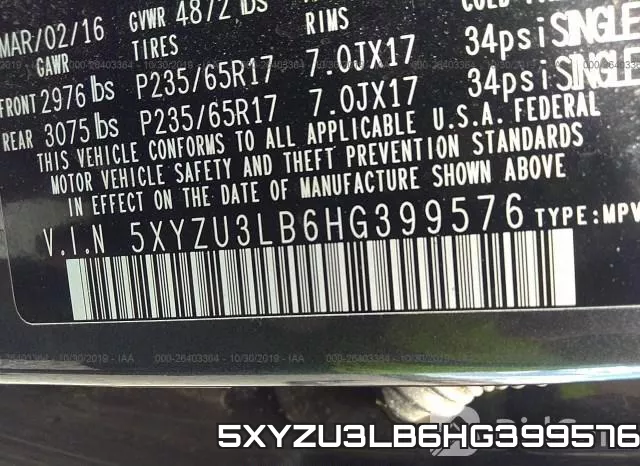 5XYZU3LB6HG399576