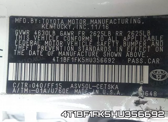 4T1BF1FK5HU356692