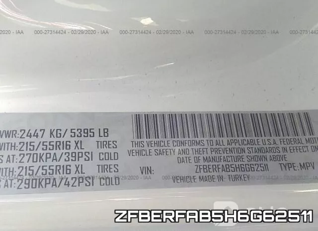 ZFBERFAB5H6G62511