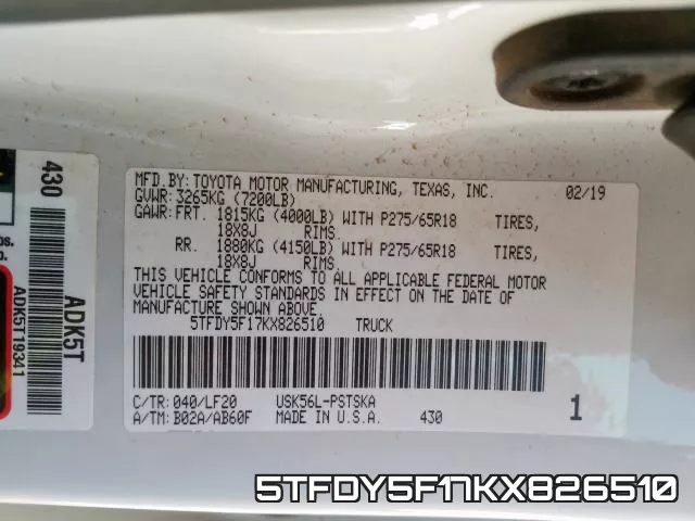 5TFDY5F17KX826510