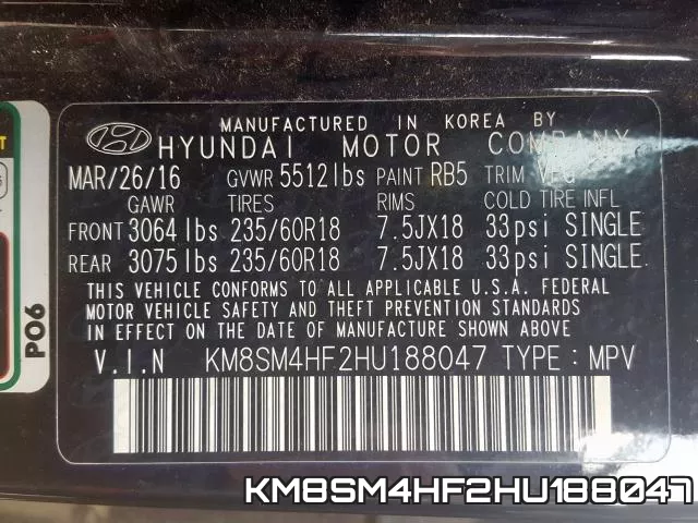 KM8SM4HF2HU188047