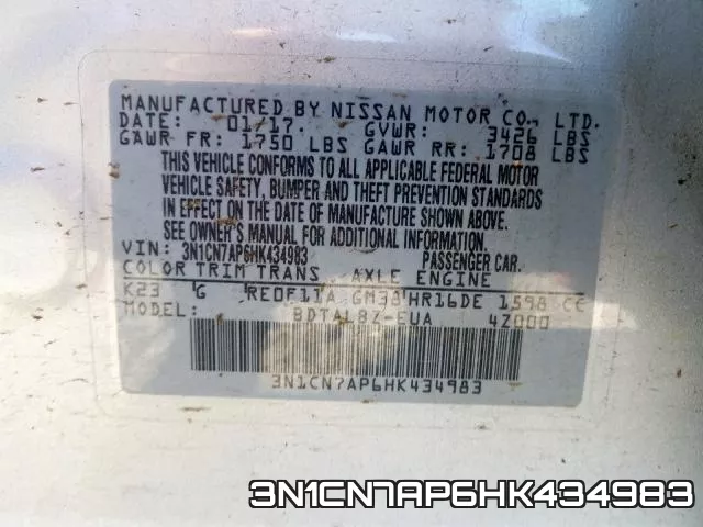 3N1CN7AP6HK434983