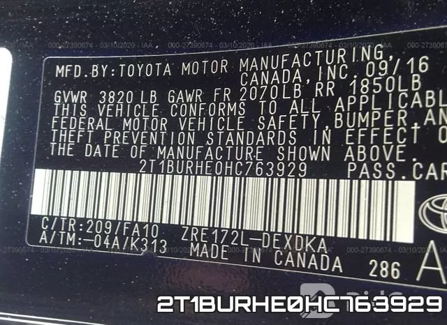2T1BURHE0HC763929
