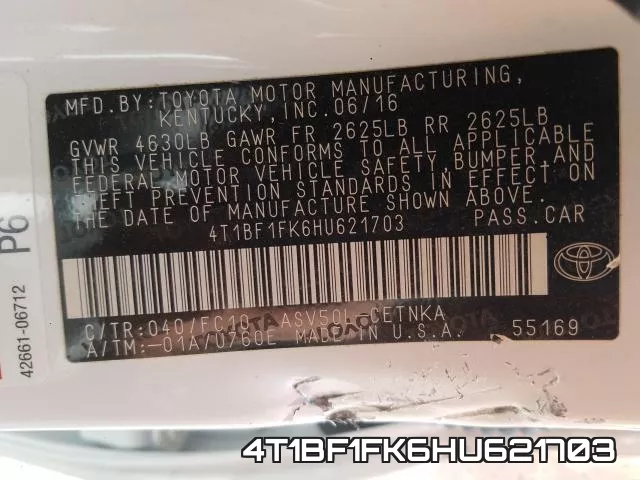 4T1BF1FK6HU621703