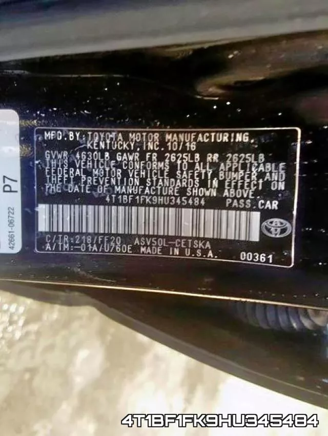 4T1BF1FK9HU345484