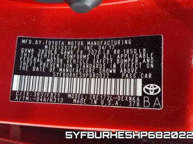 5YFBURHE5HP682022
