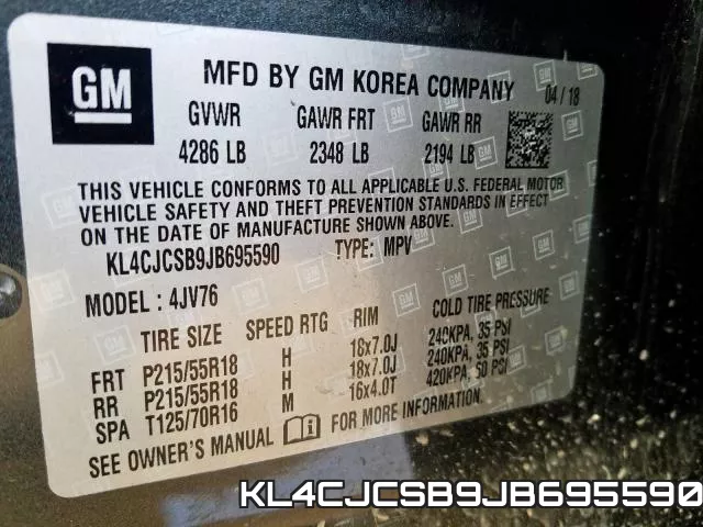 KL4CJCSB9JB695590