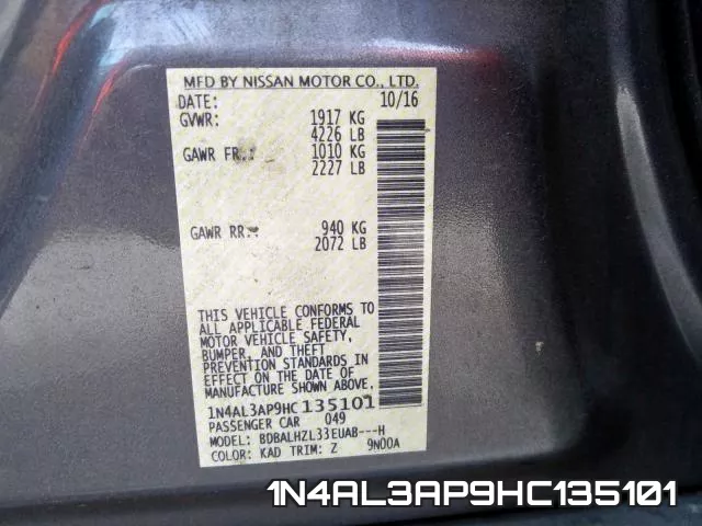 1N4AL3AP9HC135101