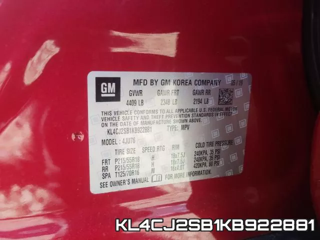 KL4CJ2SB1KB922881