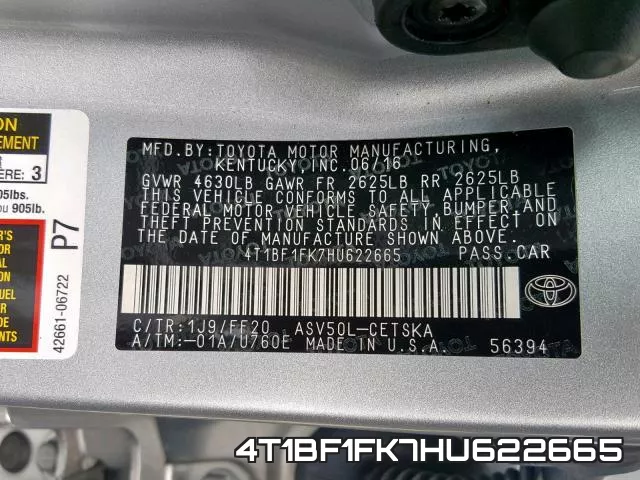 4T1BF1FK7HU622665