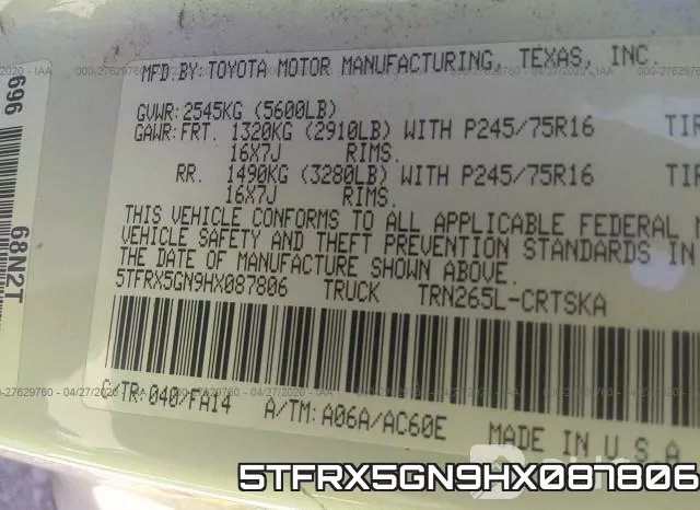 5TFRX5GN9HX087806