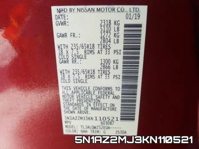 5N1AZ2MJ3KN110521