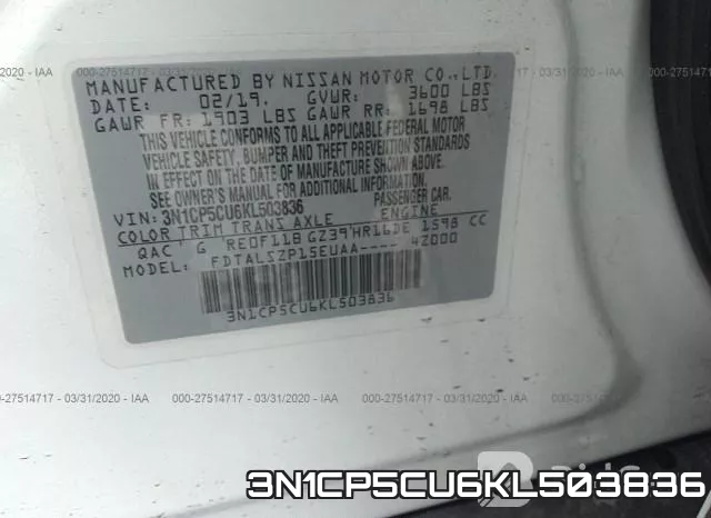 3N1CP5CU6KL503836