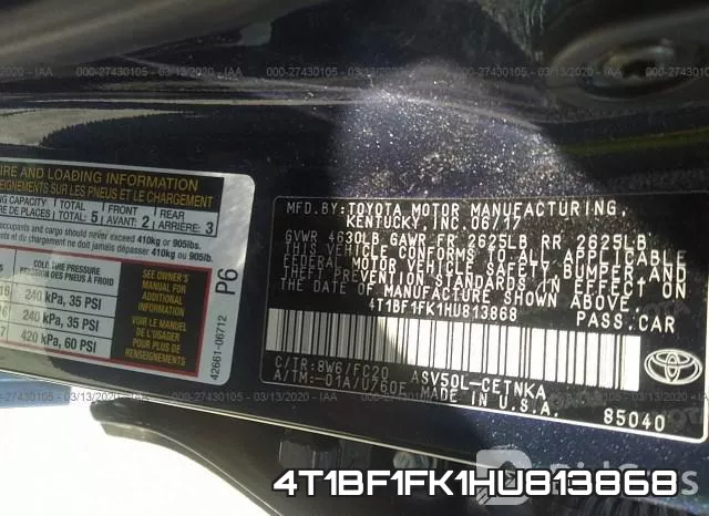 4T1BF1FK1HU813868