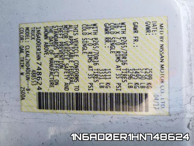 1N6AD0ER1HN748624