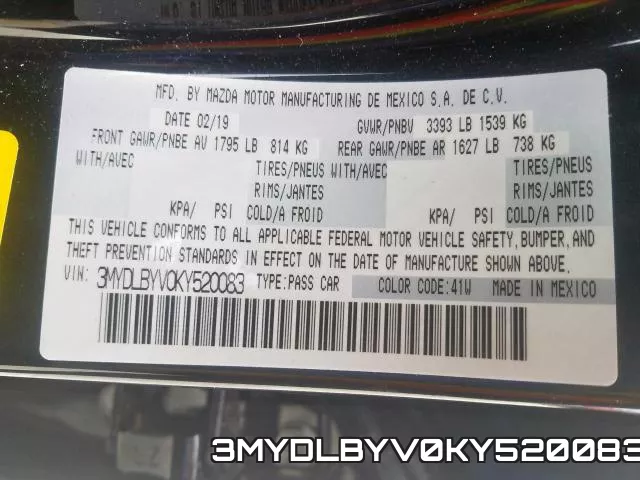 3MYDLBYV0KY520083