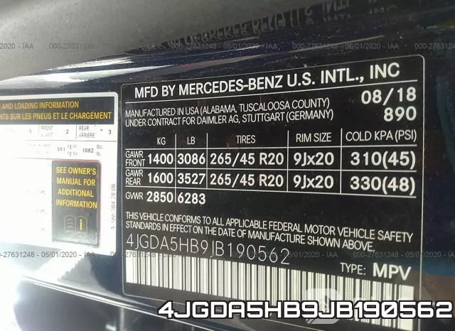 4JGDA5HB9JB190562